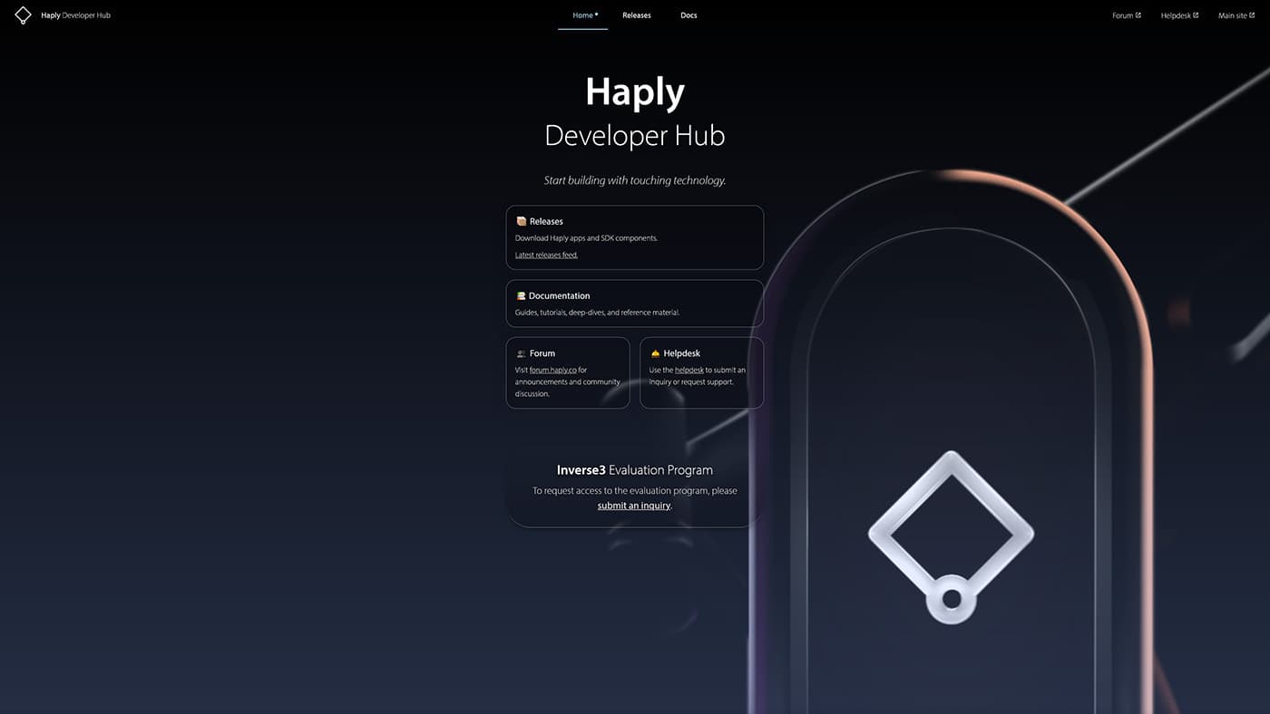 Developer hub landing page